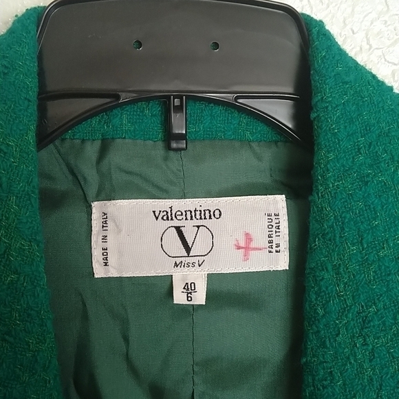 Vintage Valentino crop tweed one button 3/4 sleeve wool blend blazer sz 6 - Picture 5 of 11